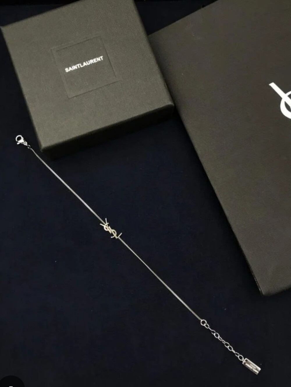 Saint Laurent Silver YSL Logo Chain Bracelet